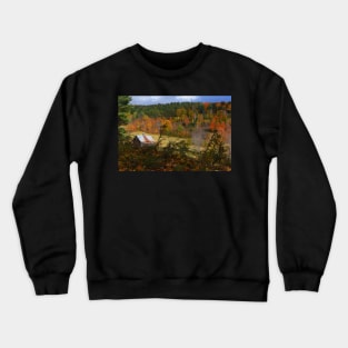 Sleepy Hollows Farm Woodstock Vermont VT Pond Shack Foliage Crewneck Sweatshirt